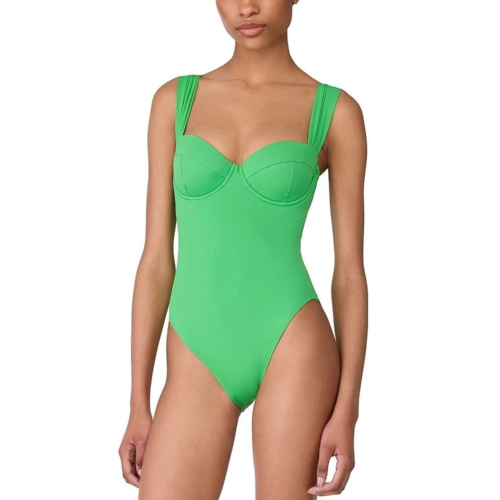 Kate Spade Shirred One Piece Swimsuit Size Small Green